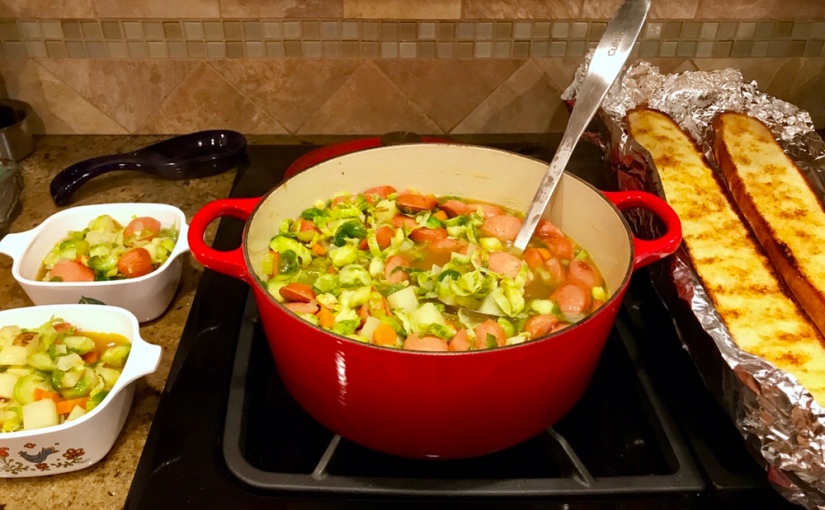 Hearty Kielbasa and Brussels Sprout Soup