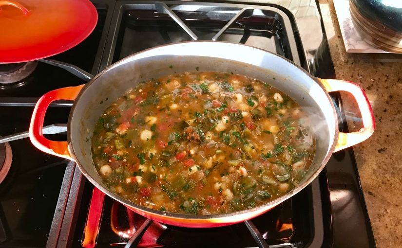 Hominy Stew with Bacon and Poblano Peppers